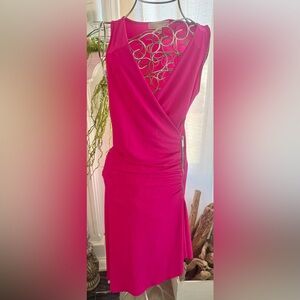 MICHAEL MICHAEL KORS Women’s Sleeveless, V-Neck Hot Pink Dress NWOT